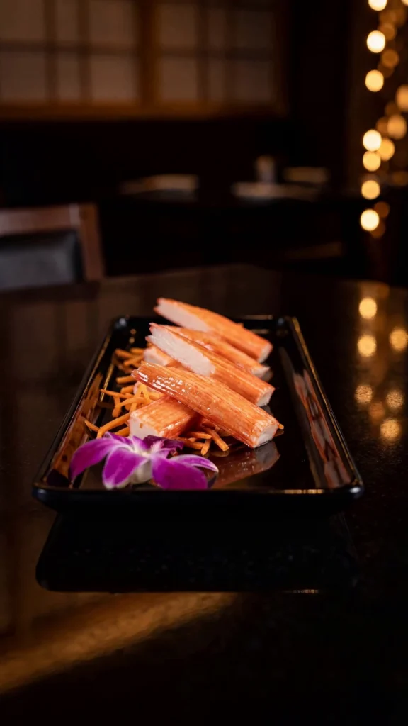 Kanikama Sashimi – imitation crab sashimi served at Kingdom Sushi Orlando