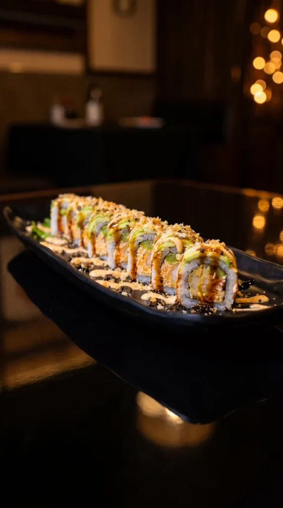 Crunch Roll – crispy sushi roll served at Kingdom Sushi Orlando